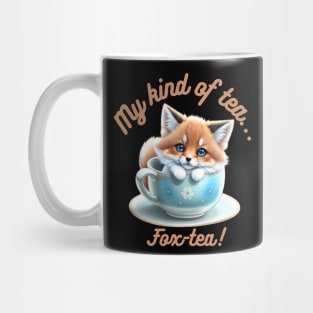 Cute Red Fox Blue Floral Tea Cup Mug